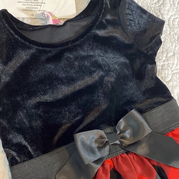 Fairytale Girls Velvet Tulle Plaid Dress with Matching Doll Dress - Picture 3 of 12